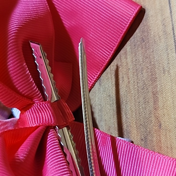 Handmade Kitty Cat Sequins Ribbon and Rhinestone Pink Bow Hair Clip - Picture 5 of 7